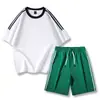 Traje de Tres Rayas para Hombre, Nuevo Estilo de Verano, Camiseta Suelta de Manga Corta, Pantalones de Cinco Cuartos, Conjunto de Dos Piezas, Traje Deportivo y de Ocio para Parejas