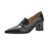 En Stock Mocasines Retro Franceses de Piel de Oveja con Tacón Alto de 5/7 cm para Mujer, Zapatos Cómodos de Tacón Grueso para el Trabajo