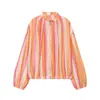 Ropa de Mujer Transfronteriza 2026 Moda Europea Americana Casual Simple Holgada Chaqueta Bomber de Rayas Verticales Abrigo de Mujer L52627