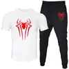 2025 Novo Conjunto Casual Esportivo Masculino de Duas Peças: Camiseta de Manga Curta e Calça, Verão, Gola Redonda, Cor Lisa, Estampado