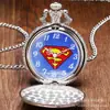 Reloj de Bolsillo de Cuarzo Modelo Más Vendido, Nuevo Retro Personalizado Superman Patrón de Cara Azul Collar Reloj de Bolsillo Grande, Reloj de Bolsillo para Estudiantes