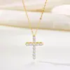 Collar Cruz de Plata de Ley S925 Incrustado de Diamantes Super Brillante para Mujer Moda Elegante Versátil Gama Alta Transfronterizo Europeo y Americano Más Vendido