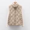 Pinghu Chixin 90 Terciopelo Nuevo Estándar Nacional para Mujer Otoño e Invierno Ligera Chaqueta de Plumas Chaleco con Patrón de Olas Chaleco Chaqueta con Cuello Alto