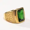 Haiteng joyería moda europea y americana acero inoxidable incrustado gema tendencia personalidad hombres y mujeres acero titanio anillo fabricantes venta al por mayor