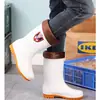 Botas Sanitarias Blancas de Chef para Fábrica de Alimentos de Alto Caña Media Impermeables Antideslizantes Resistentes al Aceite Ácido y Álcali Calzado de Trabajo para Hombres y Mujeres