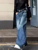 Jeans de pierna curva estilo americano, nuevo diseño otoño/invierno, corte holgado, tiro alto, pierna recta, pierna ancha, pantalones de largo hasta el suelo para hombre y mujer