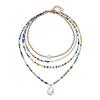 Joyería Transfronteriza Estilo Europeo y Americano Perla con Forma Especial Letra Cadena Clavícula Combinación Multicapa Apilada Color Collar de Cuentas de Arroz Pequeñas para Mujer