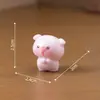 Miniatura Fofa de Porco Rosa Bravo, Acessórios de Decoração DIY para Casa de Bonecas, Pequenos Enfeites de Mesa