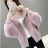 Abrigo Moderno para Mujer 2025 Otoño e Invierno Versión Coreana Nuevo Versátil Estilo Hada Manto de Imitación de Visón Manga Larga Holgado Moda Cárdigan