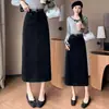 Falda Midi de Pana para Mujer 2026 Otoño/Invierno Vintage Elegante Estilo Hepburn Cintura Alta Recta