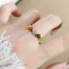 Conjunto de Pulseira, Colar, Anel e Brincos de Luxo de Alta Qualidade, Colorido, com Franjas, Trevo e Cravejado com Diamantes, Estilo Retrô Dopamina