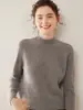Suéter de Cashmere de Montanha Média, Cor Sólida Espessada, Modelagem Solta, Tricô para o Dia a Dia, Suéter Básico, Todo em Cashmere