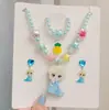 Set de Collar para Niñas Dibujos Animados Frozen Pequeña Princesa Collar Pendientes Regalo Caja de Almacenamiento de Joyería Accesorios para Niñas
