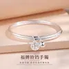 Pulseira de Prata Pura 9999 Autêntica com Anel Duplo Sino da Fortuna, Moda de Nicho Estilo Jovem, Presente para Namorada ou Esposa