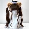 Peluca Lolita de Pelo Largo con Doble Cola de Caballo para Mujer, Popular en Redes Sociales, con Ondas Grandes, Cabello Largo y Rizado, Estilo Chica Dulce, Peluca Completa para Cabeza Estilo JK Japonés