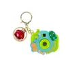 Desenho Animado Bonito Câmera de Projeção Luminosa Brinquedo Luminoso Chaveiro Bolsa Pingente de Carro Pequeno Presente Ornamento Atacado