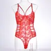 Body Erótico de Renda Sexy Transfronteiriço Puro Desejo Slim-fit Vazado Malha Europeia e Americana Transparente Camisola Atacado 2029