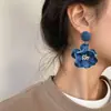 Pendientes de Flor de Perla con Colgante de Tela Vaquera Silver Needle Simples Dulces Moda Tachuela Versátiles Nicho Pendientes de Temperamento