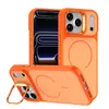 Adecuado para iPhone 17 Pro, Funda de Teléfono con Tacto de Piel de Color Contrastante, Funda con Soporte para Lente Apple 16, Funda Anti-Caídas con Carga Magnética 13