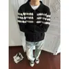 Cárdigan de punto jacquard de rombos Fair Isle americano con solapas para hombre y mujer, holgado, con botones, versátil, suéter abrigo casual, moderno