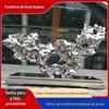 Grande escultura de rocha de aço inoxidável espelho quadrado Taihu pedra paisagem ornamentos metal Taishan pedra escultura decorativa