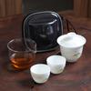 Juego de té de viaje de cerámica de jade graso de oveja, una tetera, dos tazas, taza exprés portátil para exteriores, regalo de negocios, regalo