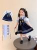Vestido de Princesa Estilo Escolar para Menina 2025 Verão Novo Infantil Falso Duas Peças Vestido JK Saia Judy para Menina