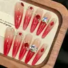 Manicura Hecha a Mano de Hija Rica Ojo de Gato Rojo Rubor Francés Gama Alta Puro Deseo Lujo Accesible Parche de Manicura