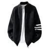 Suéter de punto con tres rayas, cárdigan para hombre, chaqueta, otoño/invierno, corte holgado, estilo casual, diseño nuevo y popular, venta al por mayor para exportación y ventas transfronterizas