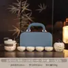 Juego de Té de Viaje de la Cerámica Ru de Dunhuang - Logo Personalizado para Reuniones de Empresa y Regalos de Aniversario - Souvenir Práctico para Clientes