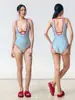 Nuevo Estilo de Chica Rayada Estilo Deportivo Azul Lindo Amazon Transfronterizo Fuente Termal Playa Marina Sexy Traje de Baño