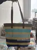 Bolsa Tote Nova Cor Risca Comércio Exterior Bolsa de Ombro Fresca Artística Bolsa de Ombro de Palha com Corda de Cânhamo Cor Doce