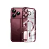 Funda magnética electrochapada para Apple 18 Pro Max, Rojo vino borgoña, 17 iPhone, funda de teléfono 18 transparente de cobertura total