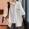 Waffe Label Shirt Masculino 2024 Verão Nova Chegada moda Moda Solta Casual Casal Camisa de Manga Curta
