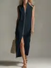 2026 Nuevo Vestido Casual de Verano sin Mangas con Cremallera y Cuello Alto, Moda Transfronteriza Europea y Americana, con Abertura, para Mujer en Plataformas Independientes