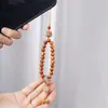 Chaveiro de Madeira de Cipreste Natural de Penhasco com Escultura Fofa de Estrela e Lua, Porta-Pen Drive Anti-Perda, Acessório Pingente para Cordão para Mulheres