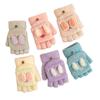 Guantes cálidos de felpa para invierno para niños, guantes de medio dedo con solapa para bebé para niños y niñas, cinco dedos, engrosados para otoño e invierno