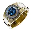 Sanjie desea anillo de moda europeo y americano nuevo con incrustaciones de circón azul joyería de mano más vendida en Amazon