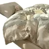 Conjunto de cuatro piezas de encaje fresco estilo francés de grado A para maternidad e infantil, algodón puro lavado, conjunto de tres piezas para estudiante con ribete de encaje 4
