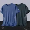 2026 Nova T-shirt de Seda Gelada de Manga Curta da Moda para Homens, Blusa Solta de Manga Meia-Manga com Gola Redonda da Moda para Homens