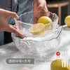 Cuenco de vidrio con borde dorado estilo japonés, plato transparente para frutas, cuenco de ensalada de verduras de moda, vajilla para platos fríos y fideos del hogar
