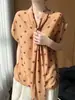 Blusa de Fita com Bolinhas Dupla Face de Nicho, Fluida e Respirável, Cintura Marcada para Valorizar, Para o Trabalho, Temperamento Suave, Top Color Block