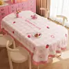 Fornecimento Exclusivo Transfronteiriço de Toalhas de Mesa Estilo Creme, Impermeável, à Prova de Óleo, Sem Lavagem, Luxo Leve, Sensação de Alta Qualidade, Toalha de Mesa Oval Rosa para Mesa de Centro, Feita Sob Medida