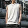 Nuevo chaleco sin mangas para hombre, camiseta casual de color liso, suéter con capucha, camiseta con cordones, sudadera hip-hop para hombre