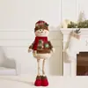 Nuevos adornos navideños retro rojos y verdes, Santa retráctil en pose sentada, muñeco de nieve, reno, decoraciones de muñecos navideños