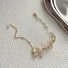 Pulsera Exquisita de Cristal Rosa Fresco Flor Perla Temperamento Moda de Alto Sentido Pulsera Suave Versátil