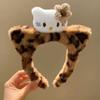 Bonita diadema de gato con orejas de gato de piel negra, diadema de peluche de leopardo, accesorios para el cabello de dibujos animados.