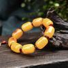 Optimizado cera de abeja vieja aceite de pollo amarillo color bonito pulsera de cuentas de barril ámbar piedra en bruto pulido atmósfera pulsera para amantes