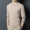 Camisa base 100% lã, estilo business leve, malha de lã pura de manga comprida, novo suéter preto para outono e inverno, base layer masculino