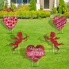 Placas de Jardim para o Dia dos Namorados de 2027 Impermeáveis ao Ar Livre Coração com Glitter Placas de Jardim Decorações de Jardim